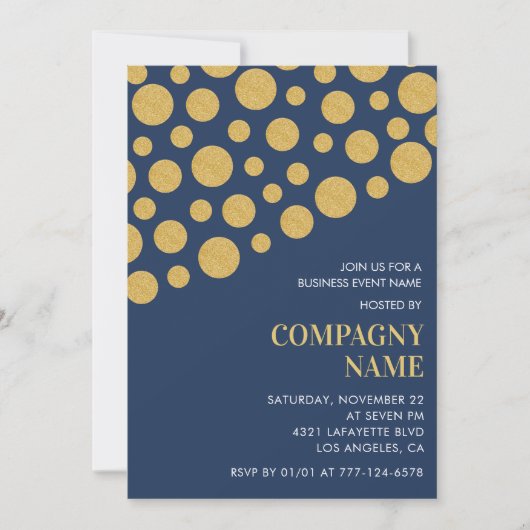 Invitation chic pour soirée d'affaires Or Navy (Devant)