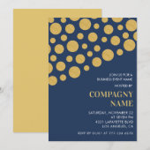 Invitation chic pour soirée d'affaires Or Navy (Devant / Derrière)