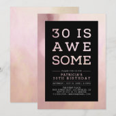 Invitation chic pour un 30e anniversaire avec typo (Devant / Derrière)