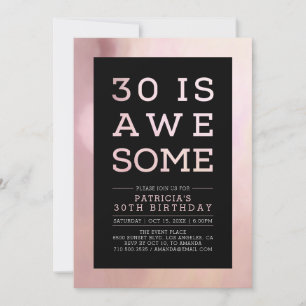 Invitation chic pour un 30e anniversaire avec typo