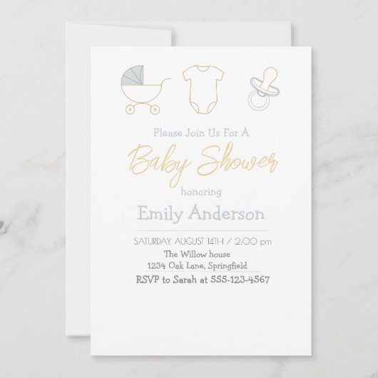 Invitation chic pour une baby shower (Devant)