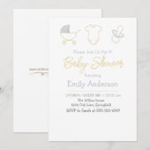 Invitation chic pour une baby shower (Devant / Derrière)