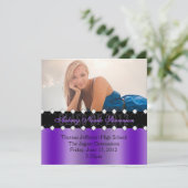 Invitation chic pourpre et noir d'obtention du (Debout devant)