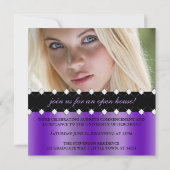 Invitation chic pourpre et noir d'obtention du (Dos)