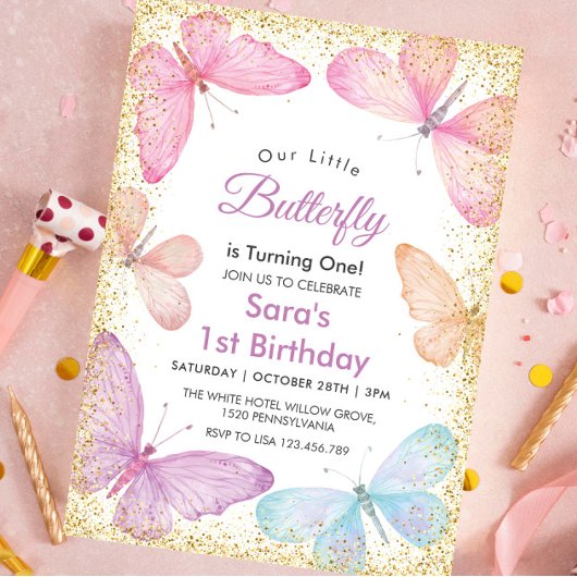 Invitation Chic Premier 1er Anniversaire Parties scintillant