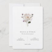 Invitation Chic Pressé Fleur Arrondi Mariage Style (Devant)