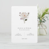 Invitation Chic Pressé Fleur Arrondi Mariage Style (Debout devant)