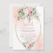 Invitation Chic Pretty Blush Rose Gold Glitter 16th Birthday (Devant)