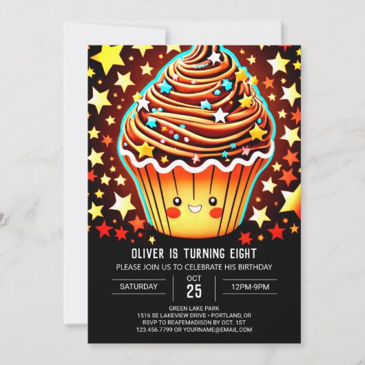 Invitation Chic Printable Muffin Anniversaire (Devant)