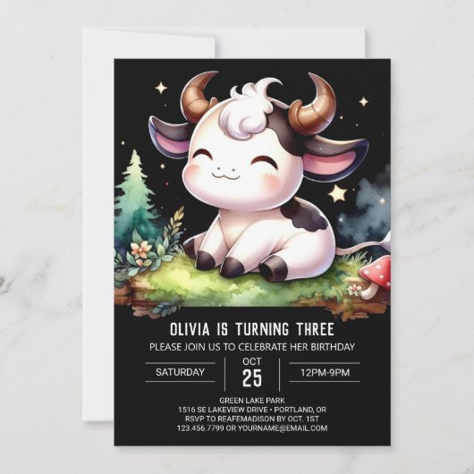 Invitation Chic Printable Vache Anniversaire (Devant)