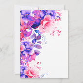 Invitation Chic Purple Aquarelle Florale 80e Anniversaire (Dos)