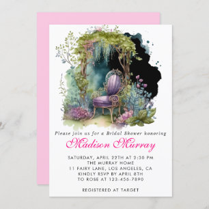 Invitation Chic Purple Blue Floral Garden Chaise Fête des mar