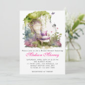 Invitation Chic Purple Blue Floral Garden Chaise Fête des mar (Debout devant)