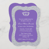 Invitation Chic Purple et Silver Quinceañera (Devant / Derrière)