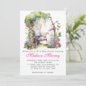 Invitation Chic Purple Floral Flower Garden Baby shower (Debout devant)