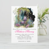 Invitation Chic Purple Floral Flower Garden Baby shower (Debout devant)