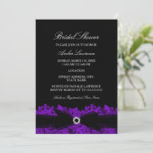 Invitation Chic Purple Floral Lace Bridal Douche (Debout devant)