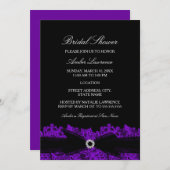 Invitation Chic Purple Floral Lace Bridal Douche (Devant / Derrière)
