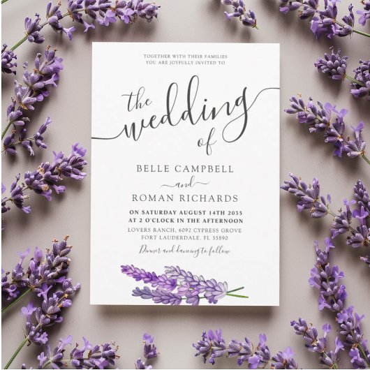 Invitation Chic Purple Floral Watercolor Wedding