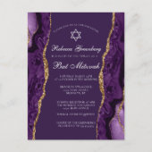 Invitation Chic Purple Gold Bat mitzvah Party (Devant)