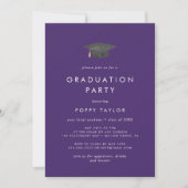 Invitation Chic Purple Grad Casquette Photo Party (Devant)