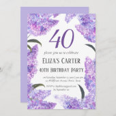 Invitation Chic Purple Lilac 40e Quarante Anniversaire élégan (Devant / Derrière)