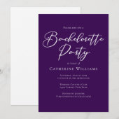 Invitation Chic Purple Minimalist Bachelorette Party (Devant / Derrière)