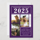 Invitation Chic Purple Photo Collage Party Graduation (Devant)