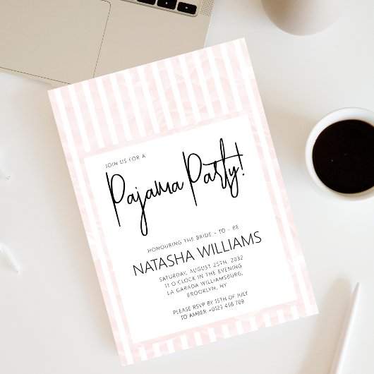 Invitation Chic Pyjama Stripes Fête de Bois Pastel Rose