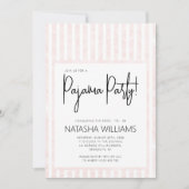 Invitation Chic Pyjama Stripes Fête de Bois Pastel Rose (Devant)