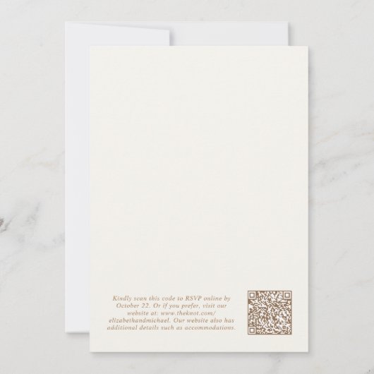 Invitation Chic QR Code Gold Cream Arrière - plan Vellum Over (Dos)