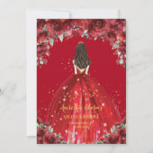 Invitation Chic Quinceañera 15e princesse Rose de Flore Rouge (Dos)