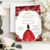 Invitation Chic Quinceañera 15e princesse Rose de Flore Rouge