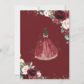 Invitation Chic Quinceañera Bourgogne Blush Floral Princesse (Dos)