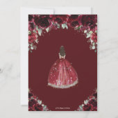 Invitation Chic Quinceañera Bourgogne Florale Princesse Argen (Dos)