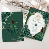 Invitation Chic Quinceañera Emerald Green Floral Butterfly In