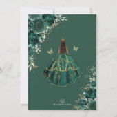 Invitation Chic Quinceañera Emerald Green Floral Butterfly In (Dos)