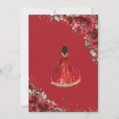 Invitation Chic Quinceañera Fleurs rouges Floral Brown Prince (Dos)