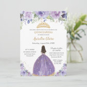 Invitation Chic Quinceañera Purple Lilac Floral Princesse (Debout devant)