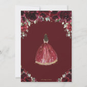 Invitation Chic Quinceañera Rich Bourgogne Rouge Floral Princ (Dos)