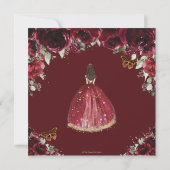 Invitation Chic Quinceañera Rich Bourgogne Rouge Floral Princ (Dos)