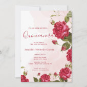 Invitation Chic Quinceañera Roses rouges Floral Princesse (Devant)