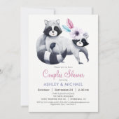 Invitation Chic Raccoon Couples Douche (Devant)