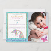 Invitation Chic Rainbow Parties scintillant Mermaid Photo 3e  (Devant)