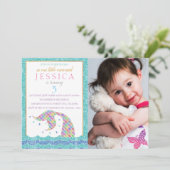 Invitation Chic Rainbow Parties scintillant Mermaid Photo 3e  (Debout devant)
