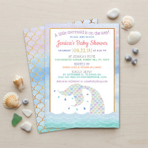 Invitation Chic Rainbow Watercolor Baby shower sirène