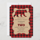 Invitation Chic Red Buffalo Plaid Anniversaire 2 Personnalisé (Dos)