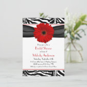 Invitation Chic Red Gerber Daisy Zebra Imprimer Fête des mari (Debout devant)