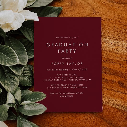 Invitation Chic Red Graduation Party