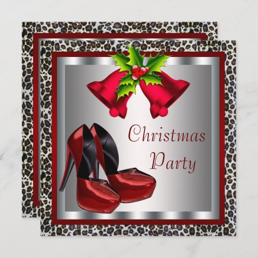 Invitation Chic Red High Heel Chaussures Noël (Devant / Derrière)